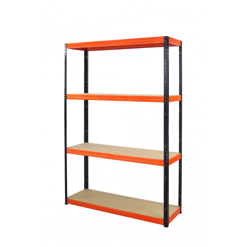 Regał Helios 180x120x30 cm 4 półki/350kg Czarno-Pomarańczowy