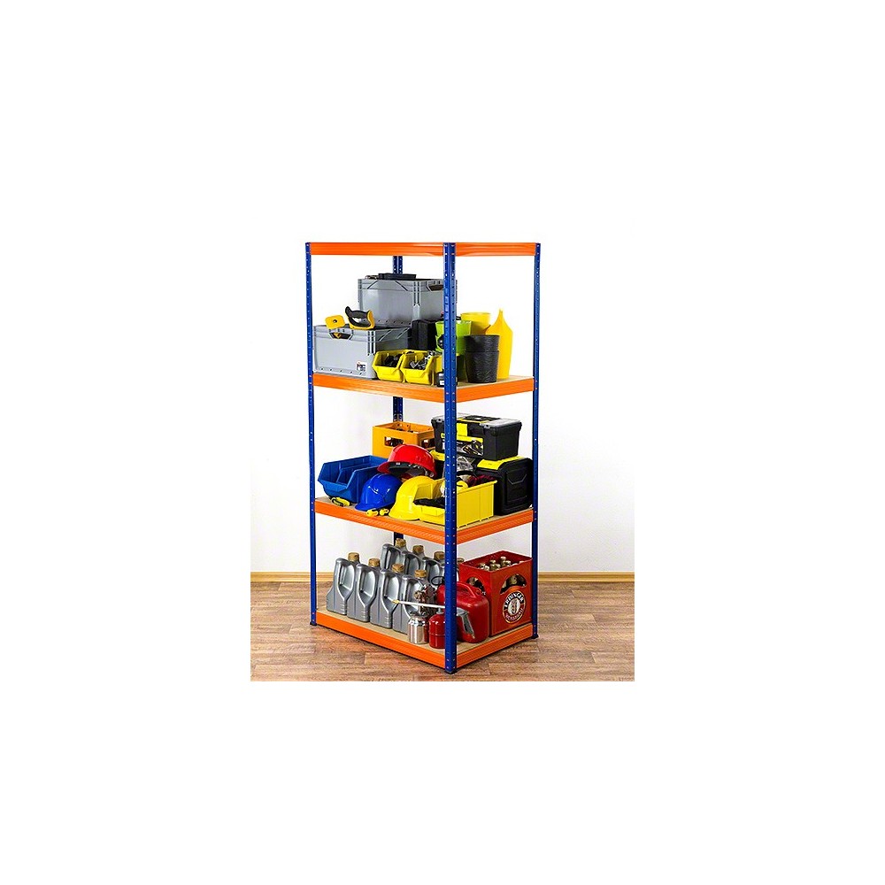 Regał Helios 180x75x50 cm 4 półki/350kg Biało-Pomarańczowy