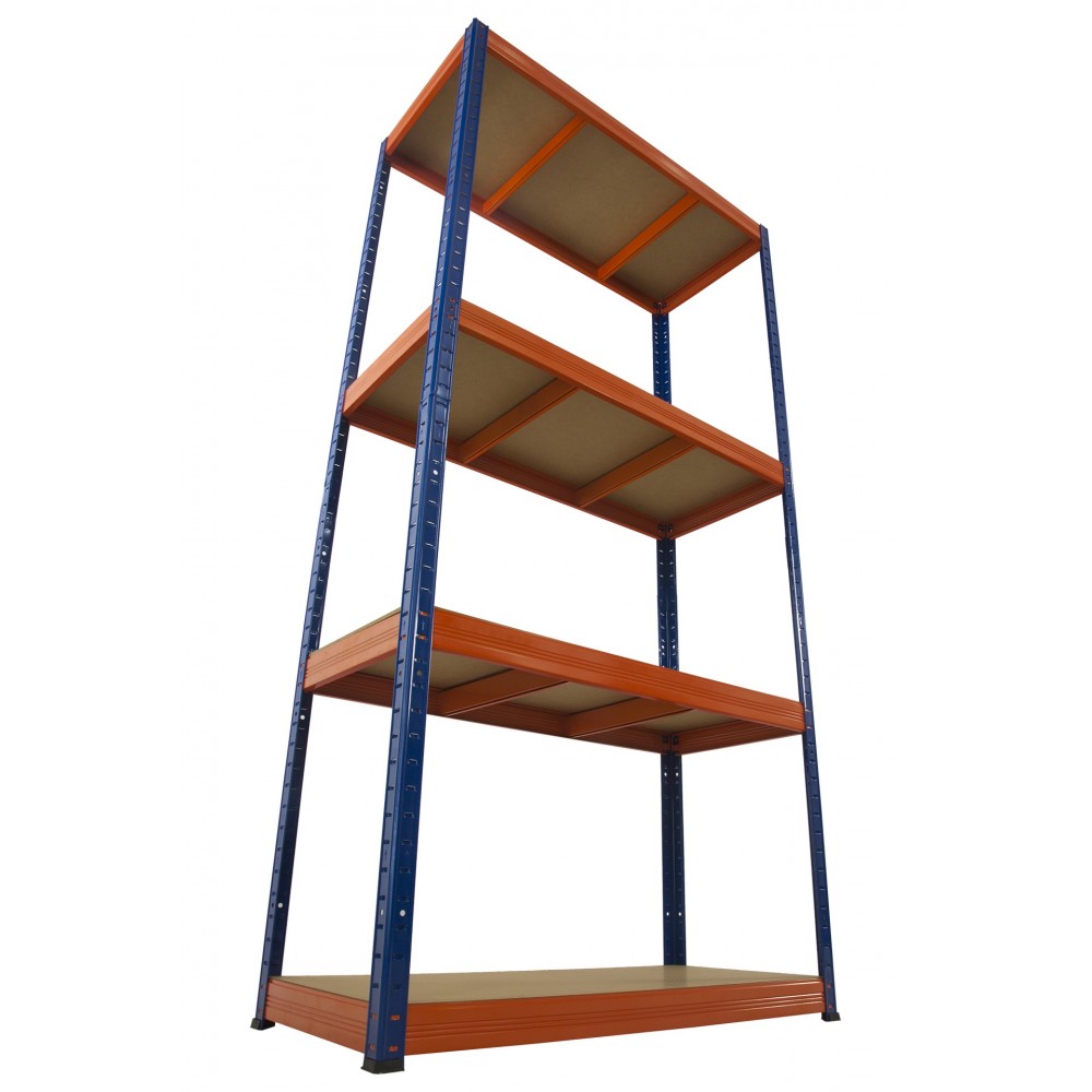 Regał Helios 180x075x30 cm 4 półki/400kg Czarno-Pomarańczowy