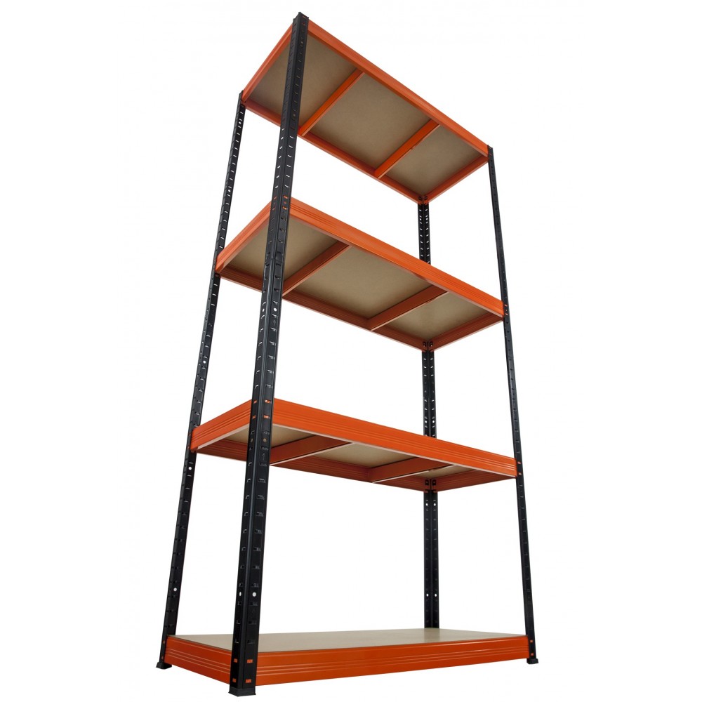 Regał Helios 180x110x35 cm 4 półki/400kg Czarno-Pomarańczowy