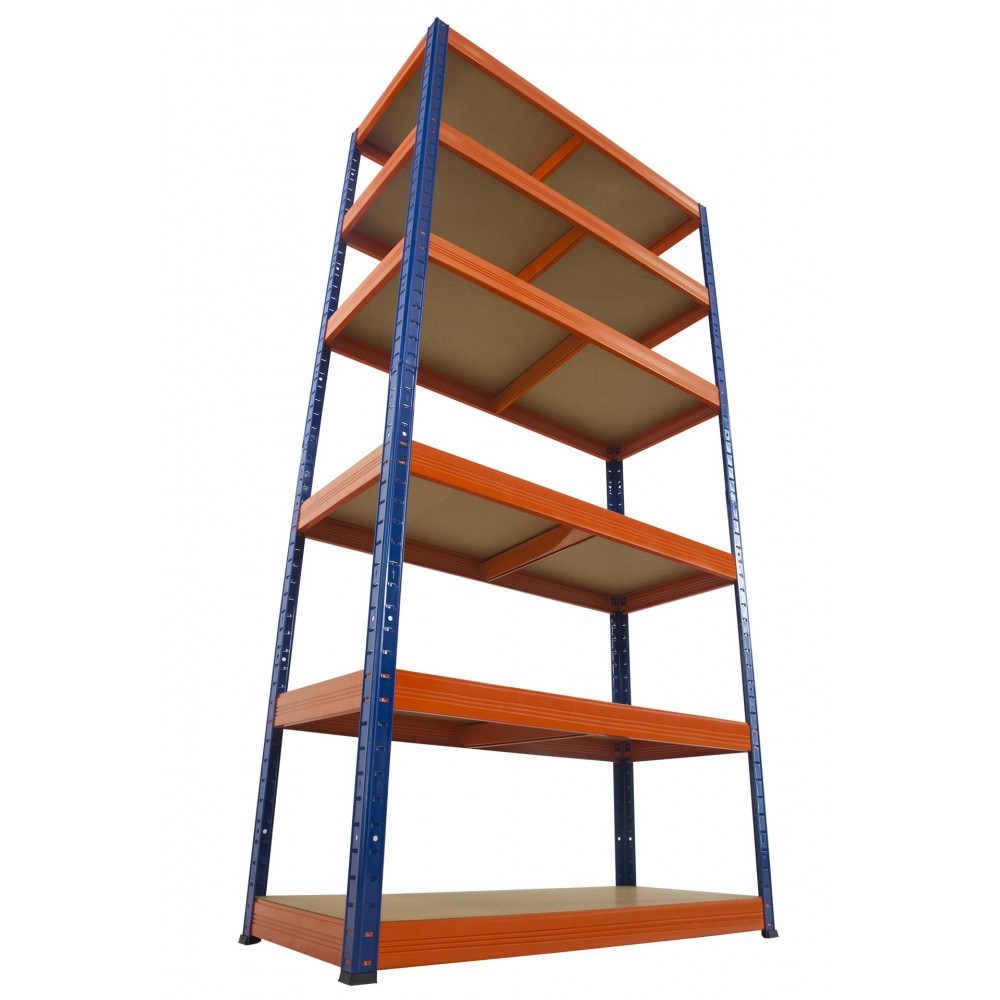 Regał Helios 213x090x50 cm 6 półek/400kg Czarno-Pomarańczowy