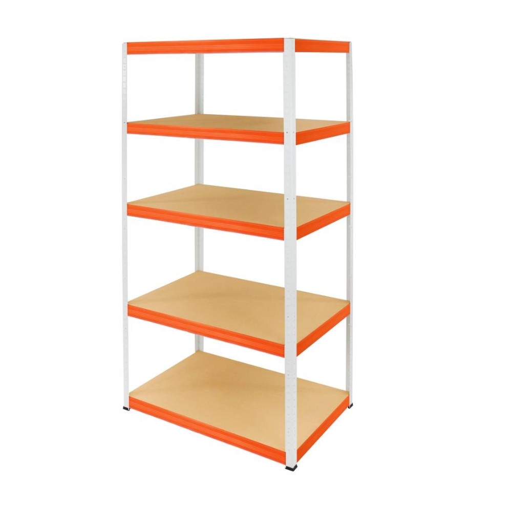 Regał Helios 213x75x40 cm 5 półek/175kg Biało-Pomarańczowy