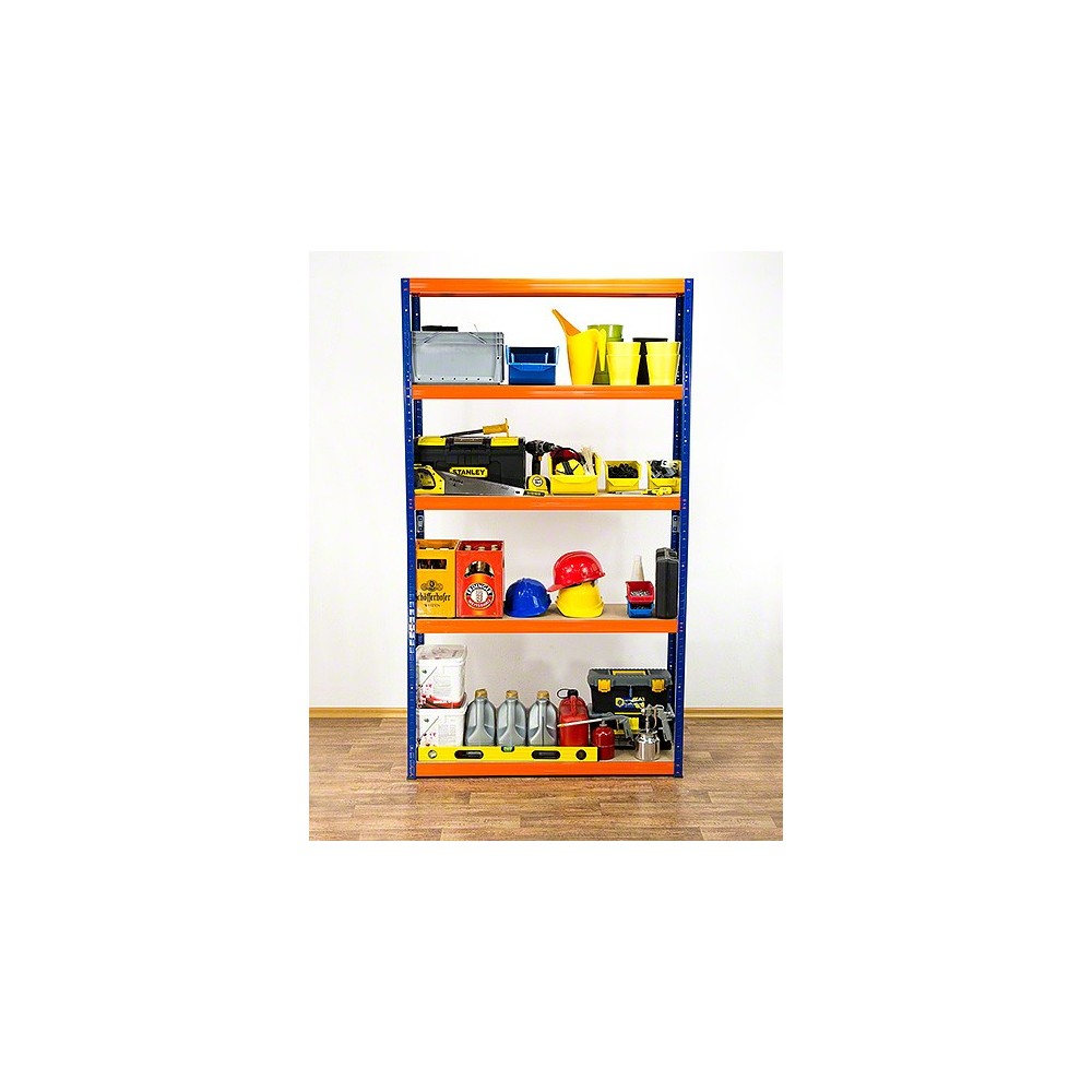 Regał Helios 213x075x45 cm 5 półek/175kg Czarno-Niebieski