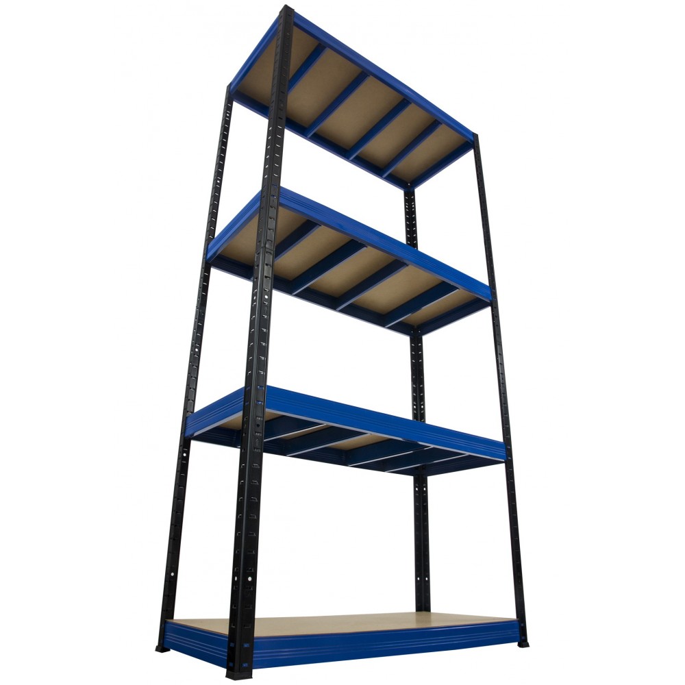 Regał Helios 180x75x35 cm 4 półki/350kg Czarno-Niebieski