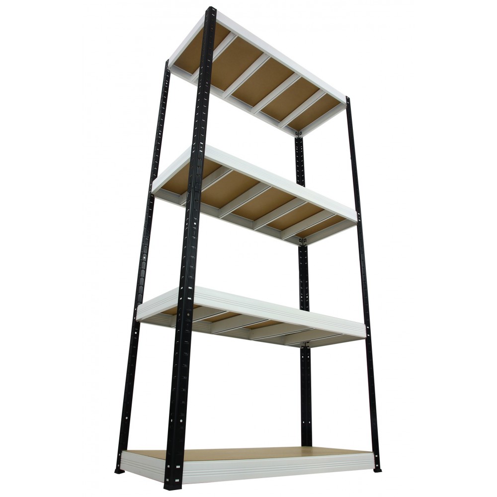 Regał Helios 180x90x30 cm 4 półki/350kg Czarno-Niebieski