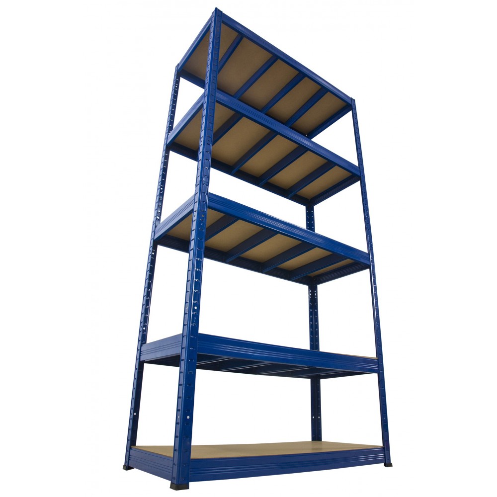 Regał Helios 180x75x35 cm 5 półek/350kg Czarno-Niebieski