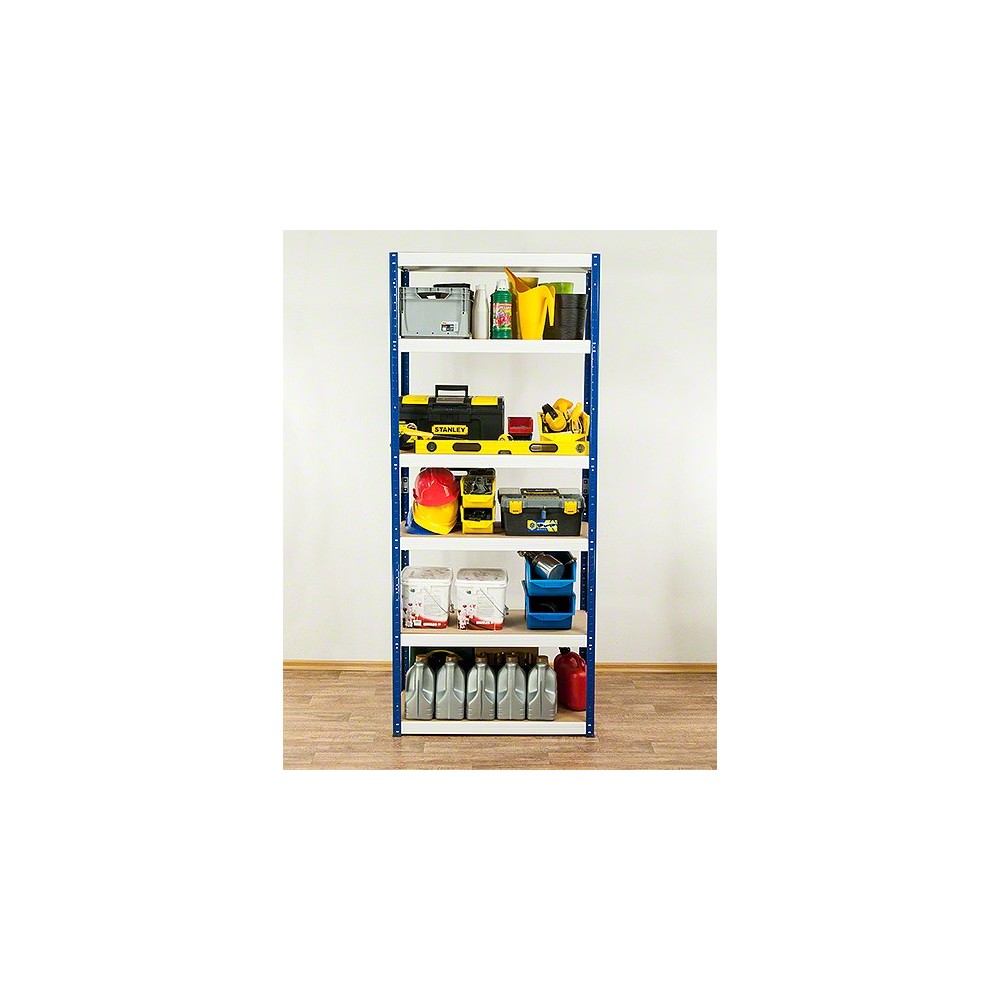 Regał Helios 196x100x50 cm 6 półek/400kg Czarno-Niebieski