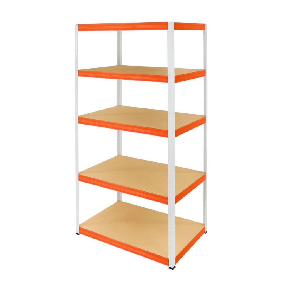 Regał Helios 196x110x50 cm 5 półek/400kg Biało-Pomarańczowy