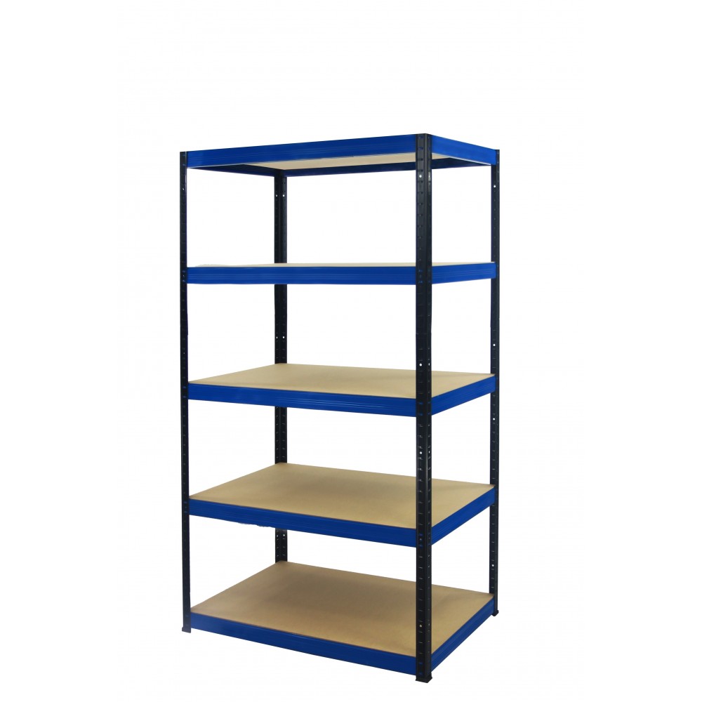 Regał Helios 180x90x50 cm 5 półek/400kg Czarno-Niebieski