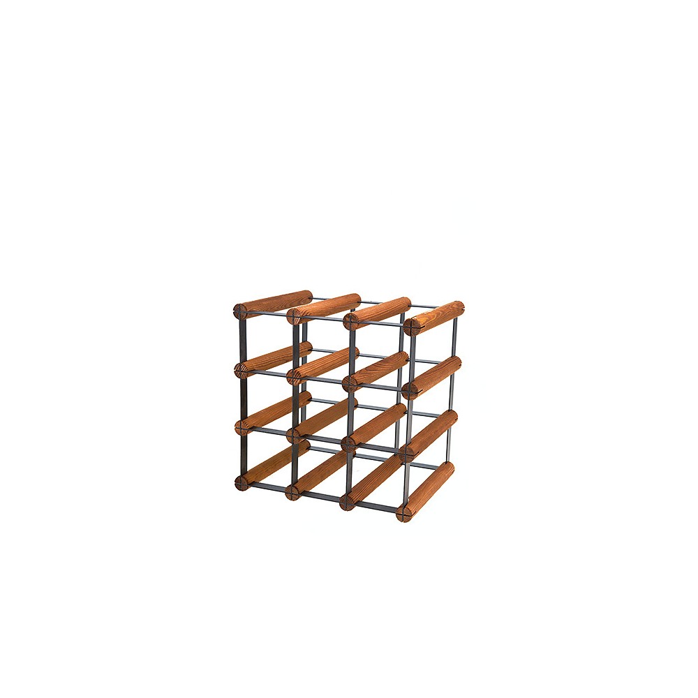 Stojak na 9 Butelek Szklanych/ PET — RW-8/ 3x3 — Brązowy