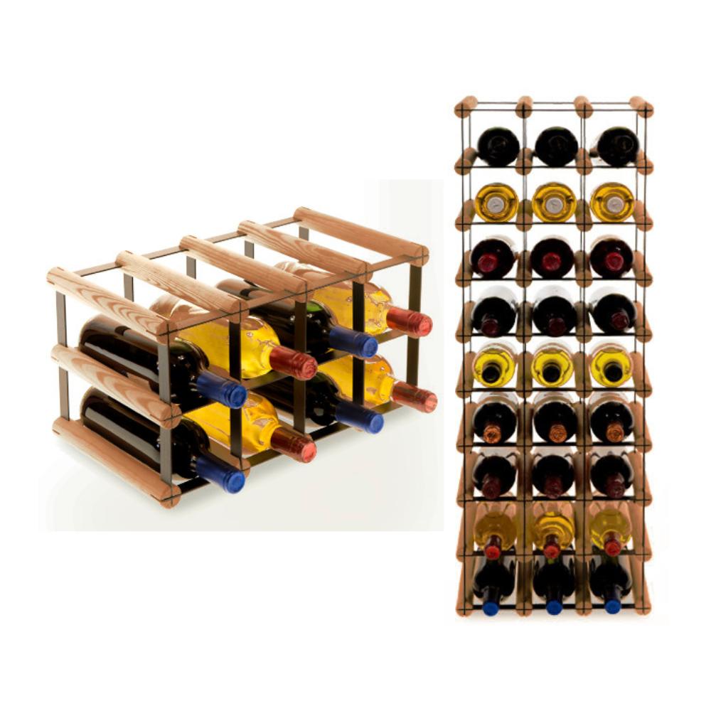 Stojak na 8 Butelek Szklanych/ PET — RW-8/ 4x2 — Brązowy