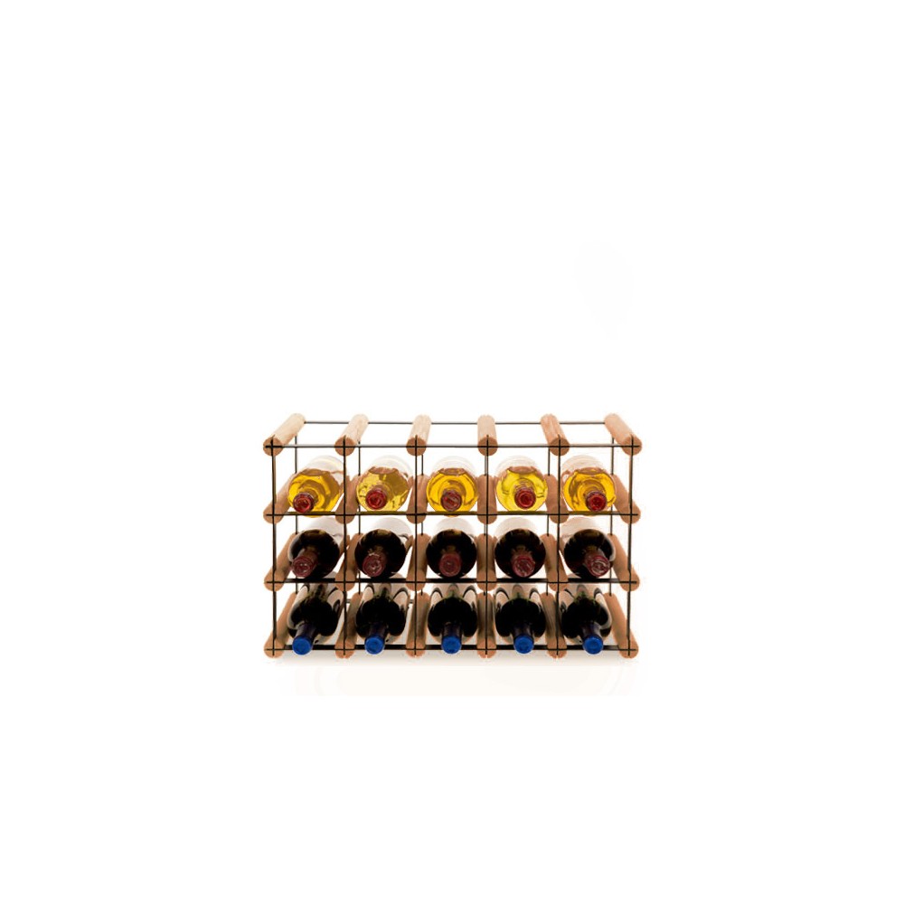 Stojak na 15 Butelek Szklanych/ PET — RW-8/ 5x3 — Brązowy