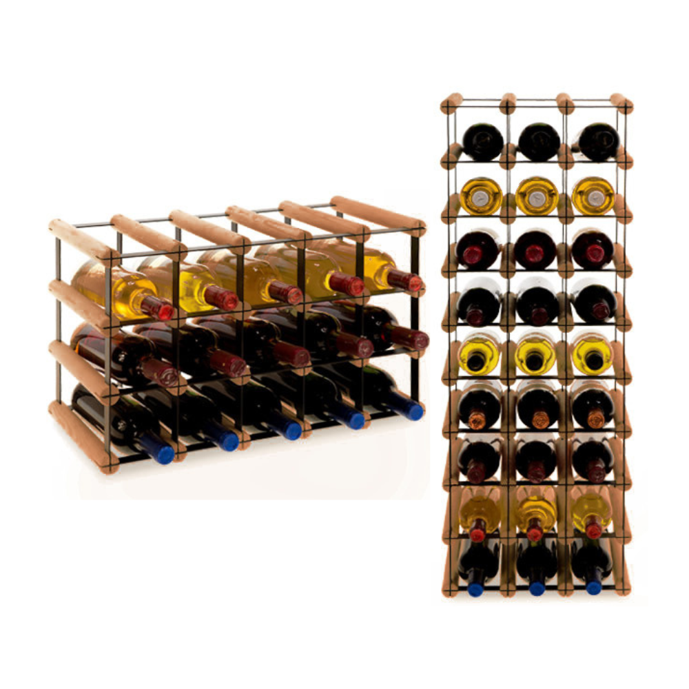 Stojak na 15 Butelek Szklanych/ PET — RW-8/ 5x3 — Brązowy