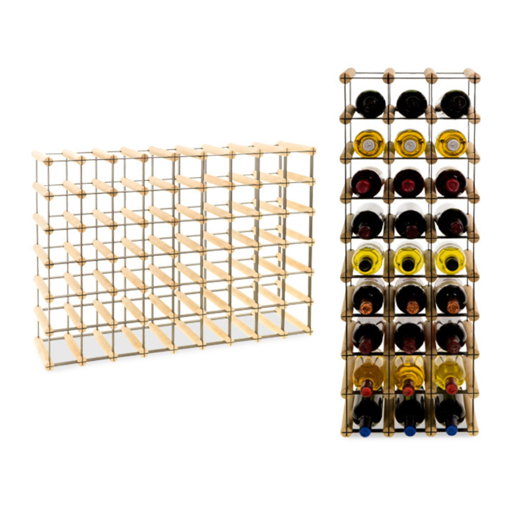 Stojak na 54 Butelki Szklane/ PET — RW-8/ 9x6 — Naturalny