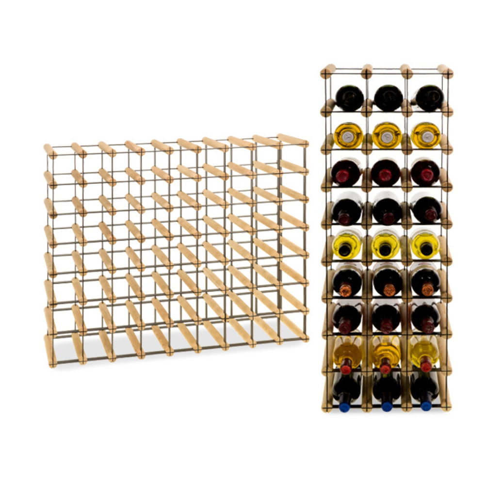 Stojak na 63 Butelki Szklane/ PET — RW-8/ 9x7 — Naturalny