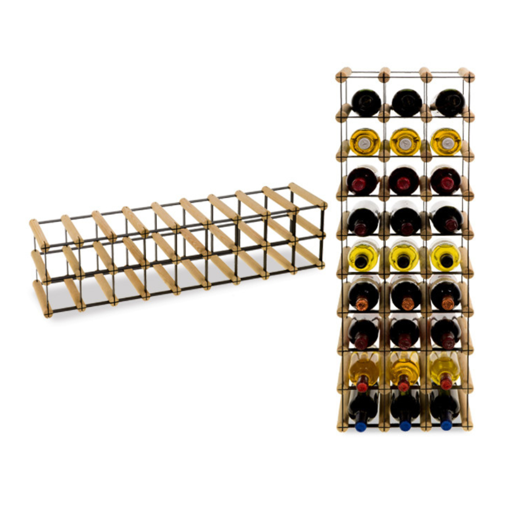 Stojak na 18 Butelek Szklanych/ PET — RW-8/ 9x2 — Naturalny