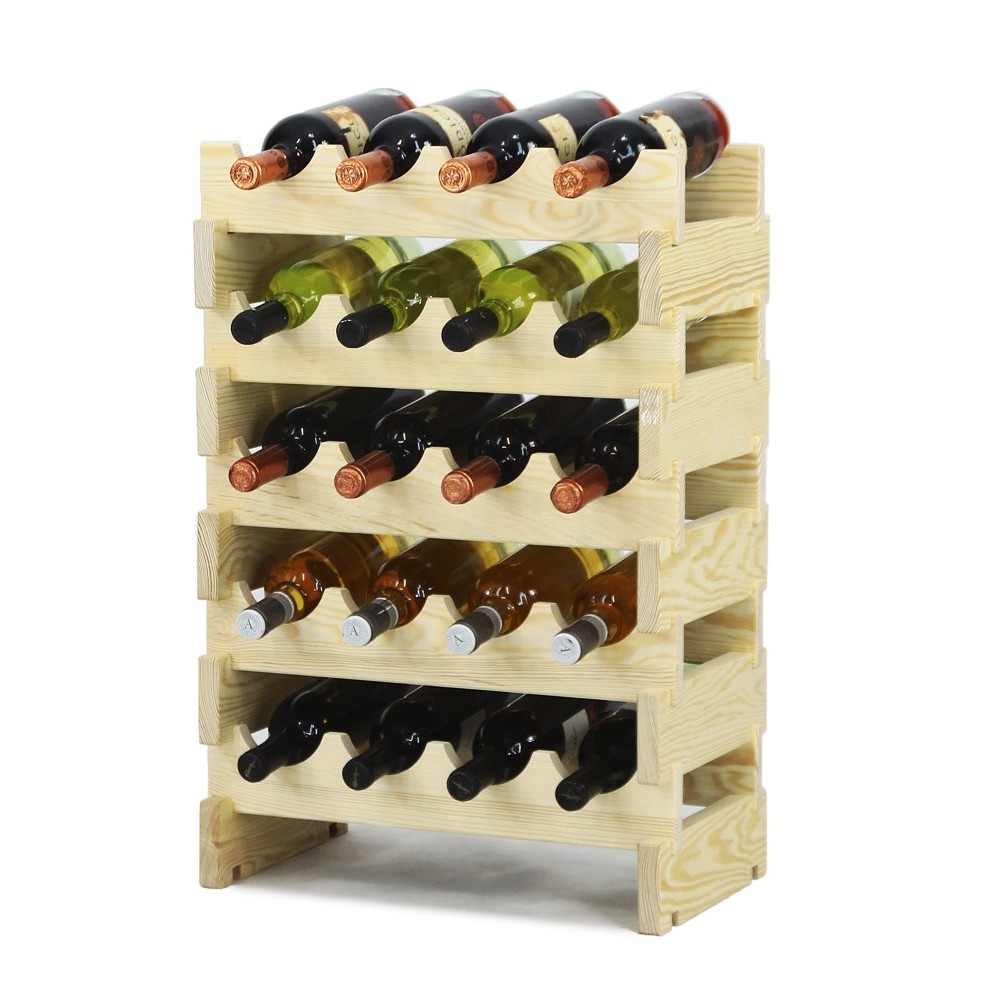 Regał na wino drewniany modułowy RW10 04x05 Naturalny