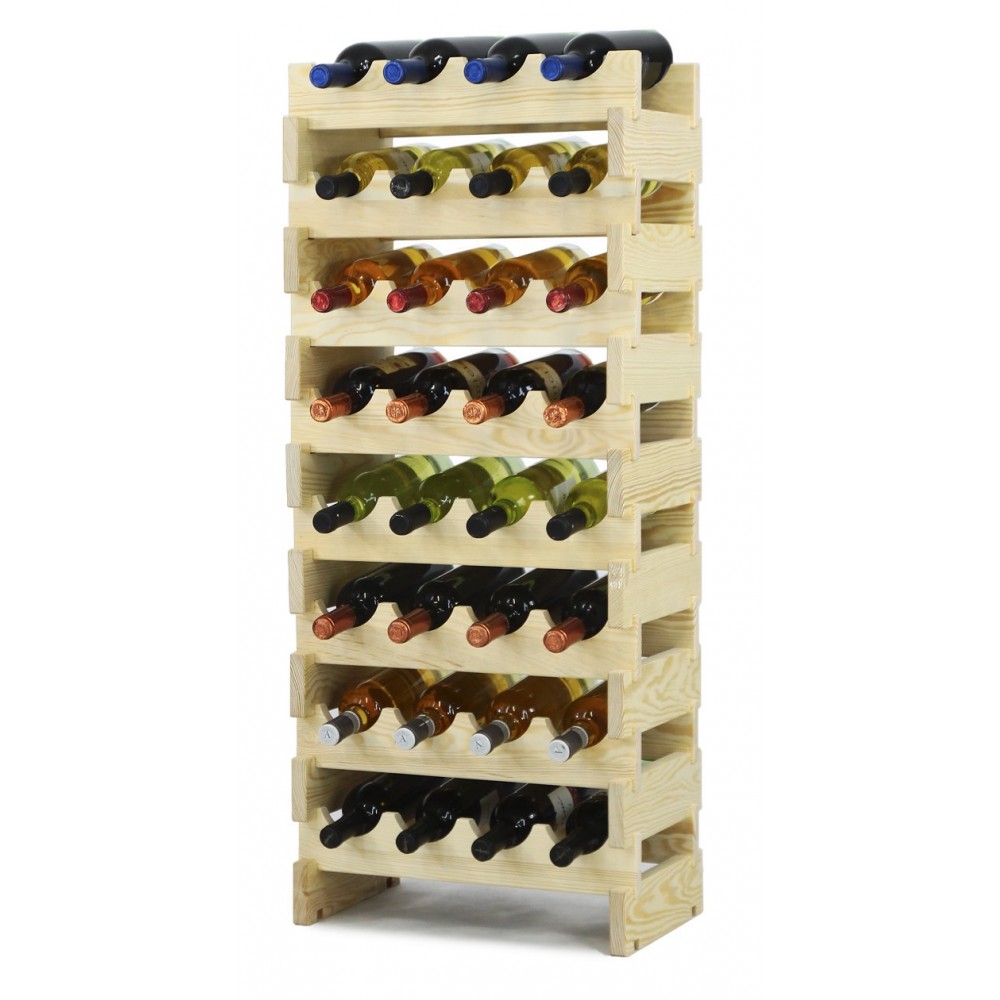 Regał na wino drewniany modułowy RW10 04x08 Naturalny