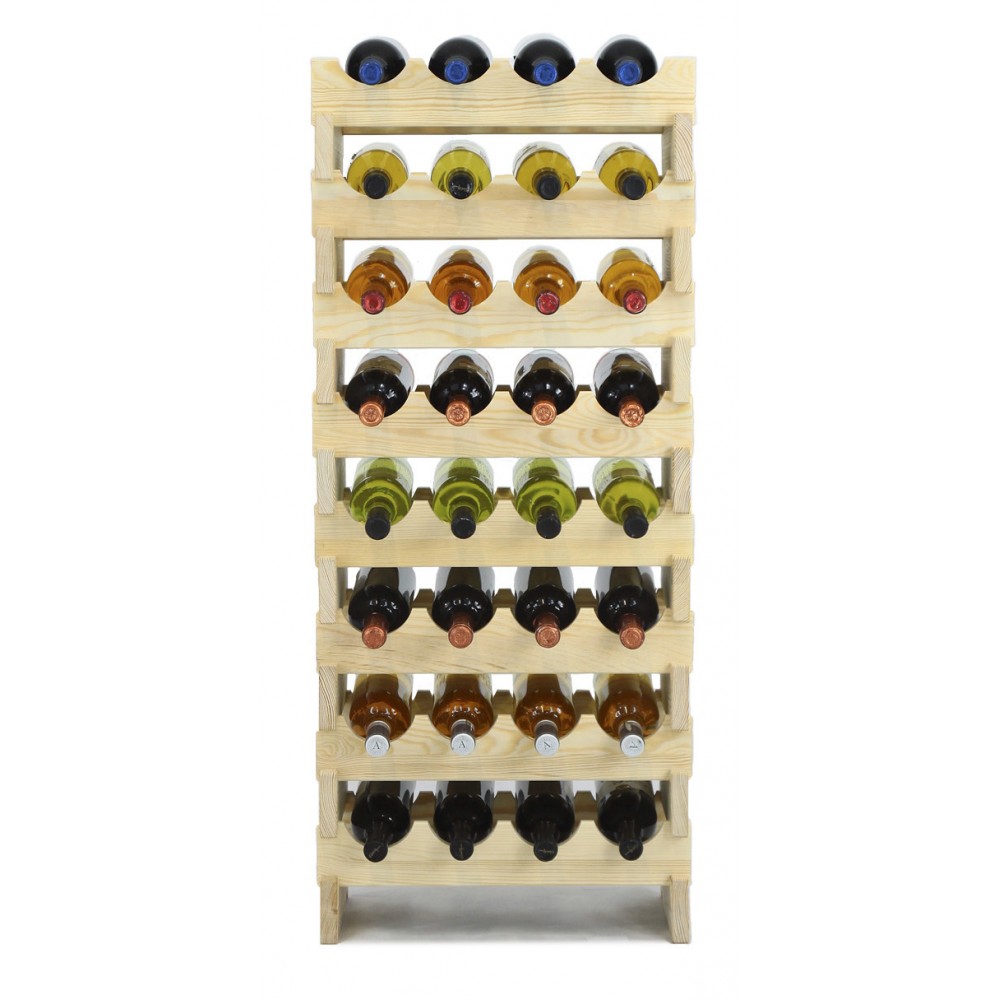 Regał na wino drewniany modułowy RW10 04x08 Naturalny