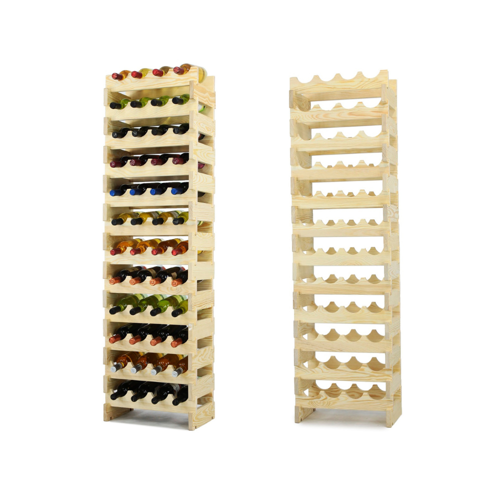 Regał na wino drewniany modułowy RW10 04x12 Naturalny