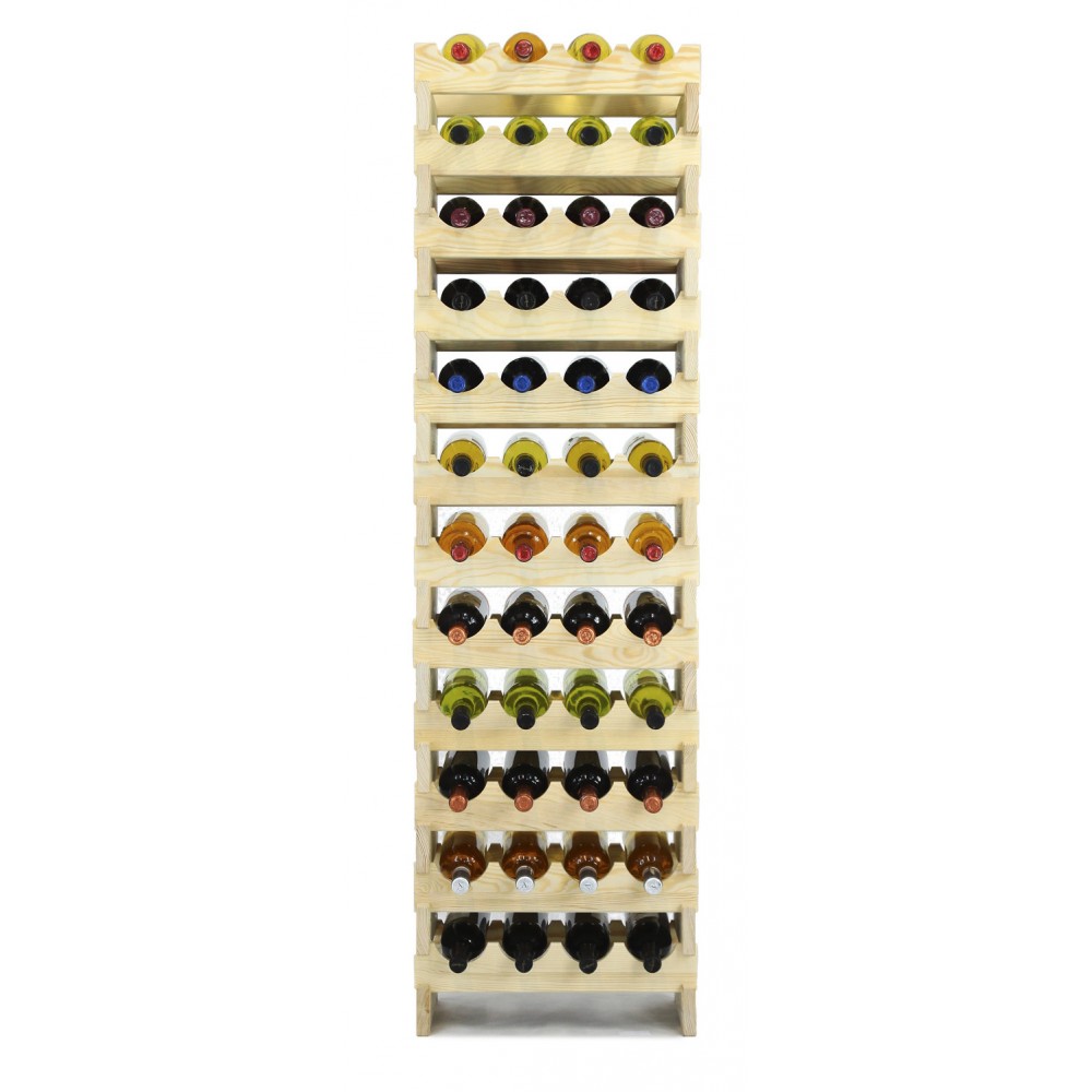 Regał na wino drewniany modułowy RW10 04x12 Naturalny