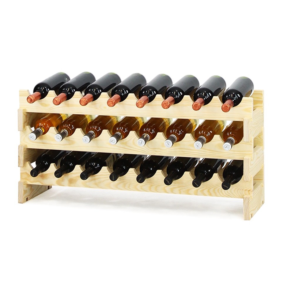 Regał na wino drewniany modułowy RW10 08x03 Naturalny