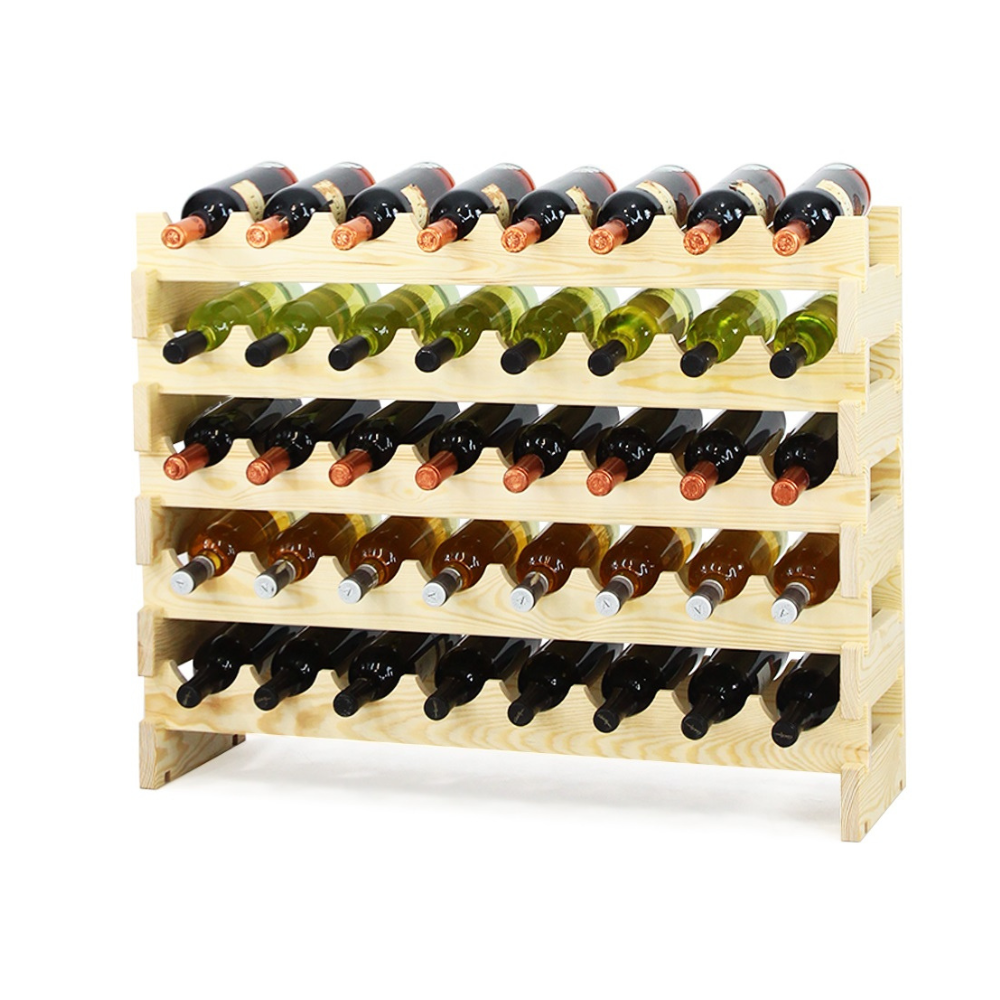 Regał na wino drewniany modułowy RW10 08x05 Naturalny