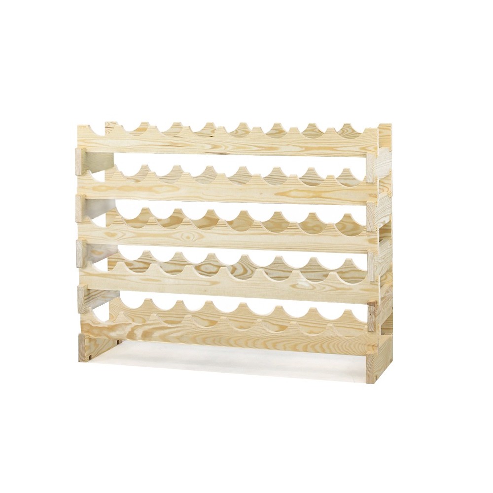 Regał na wino drewniany modułowy RW10 08x05 Naturalny