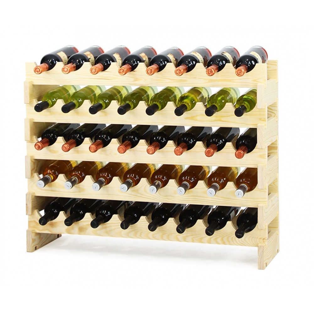 Regał na wino drewniany modułowy RW10 08x05 Naturalny