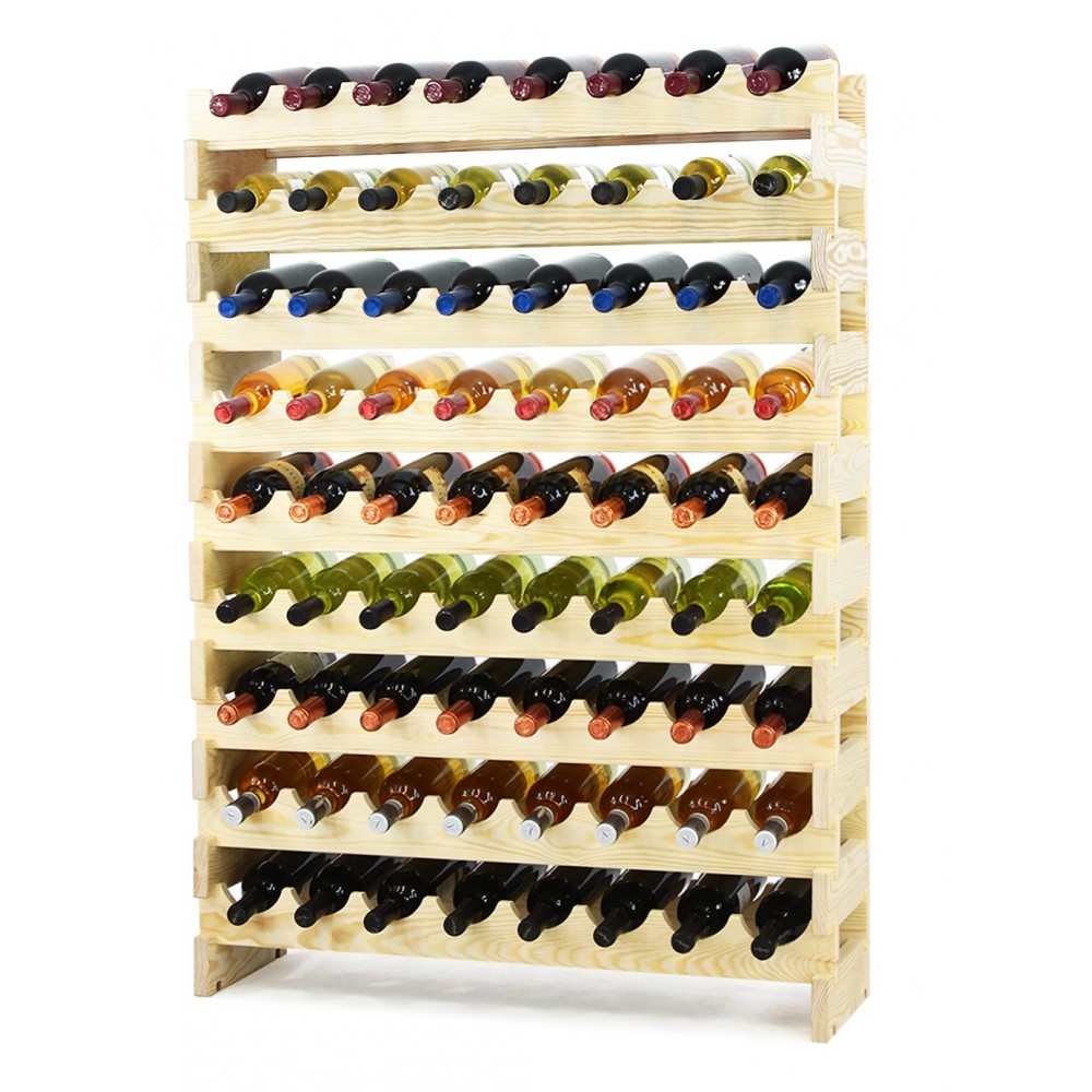 Regał na wino drewniany modułowy RW10 08x09 Naturalny