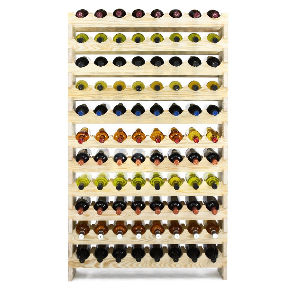 Regał na wino drewniany modułowy RW10 08x11 Naturalny