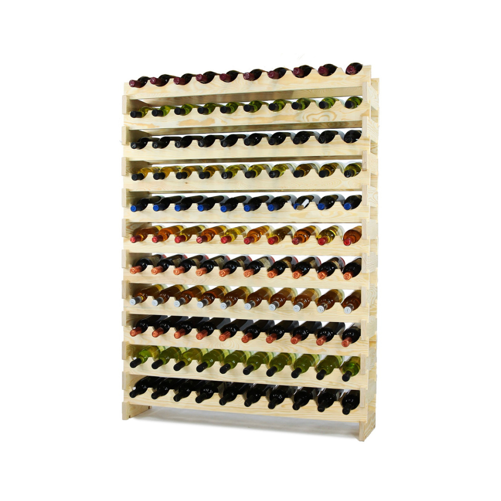 Regał na wino drewniany modułowy RW10 10x11 Naturalny