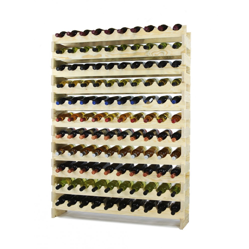 Regał na wino drewniany modułowy RW10 10x11 Naturalny
