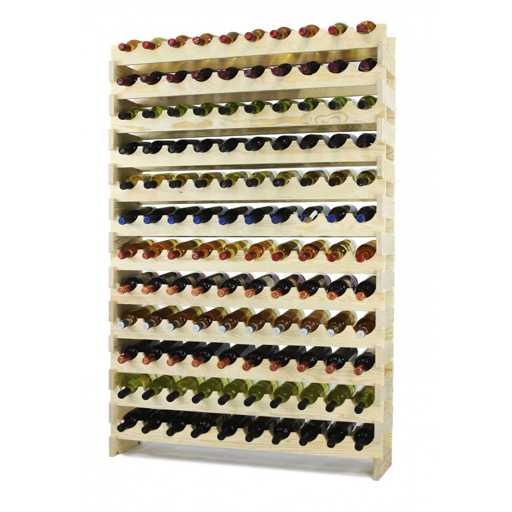 Regał na wino drewniany modułowy RW10 10x12 Naturalny
