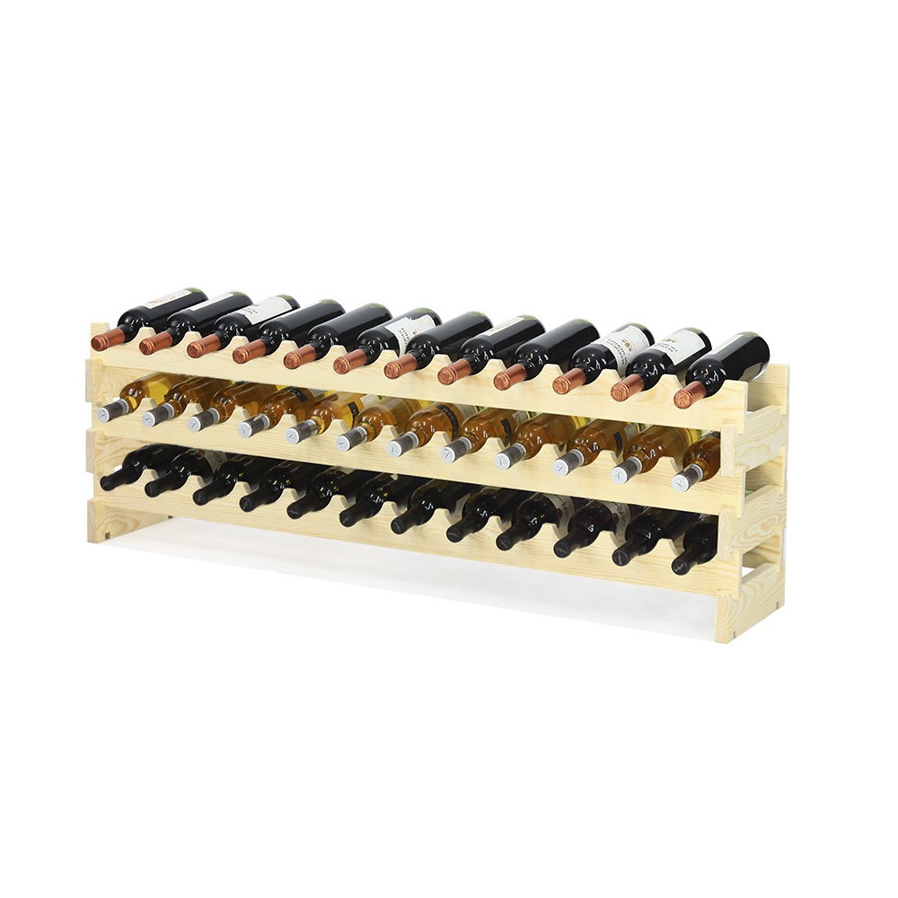 Regał na wino drewniany modułowy RW10 12x03 Naturalny