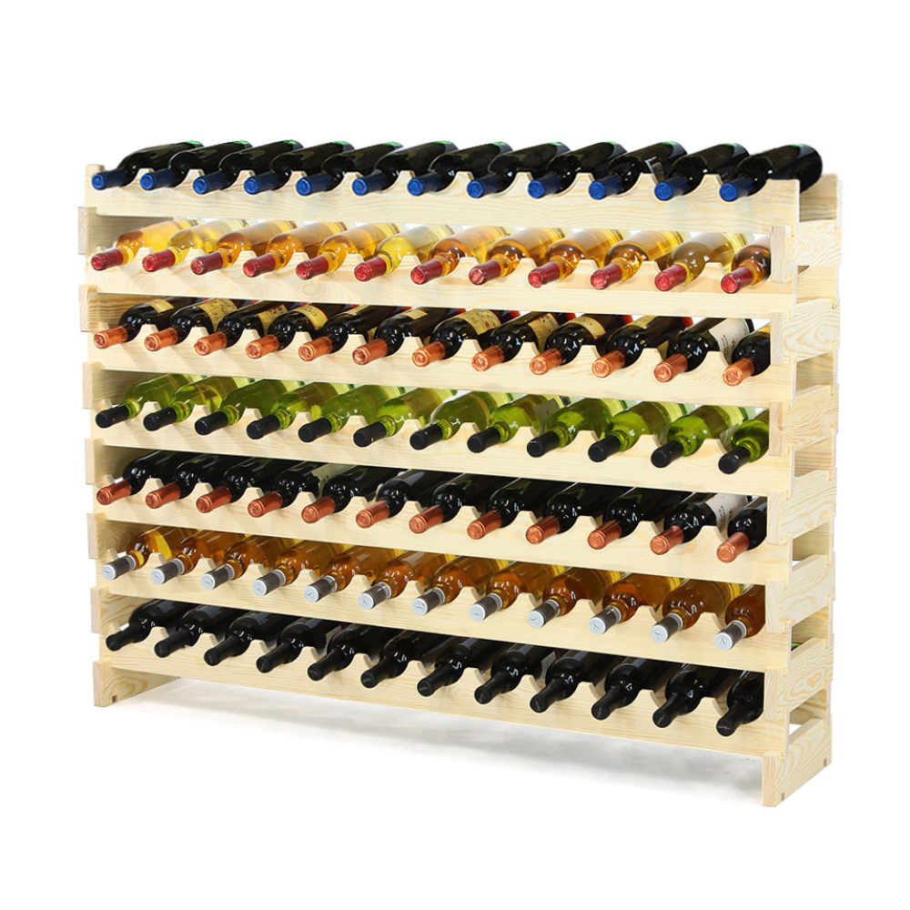 Regał na wino drewniany modułowy RW10 12x07 Naturalny
