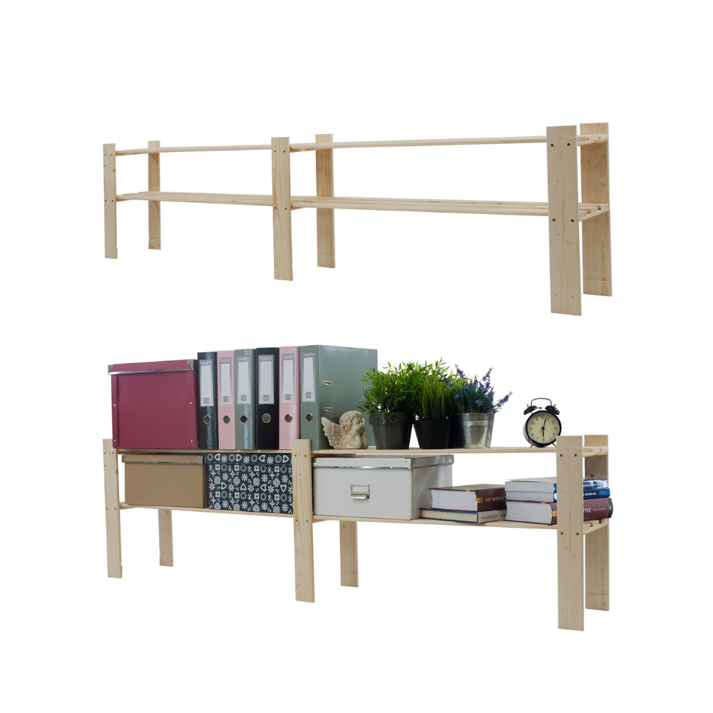 Regał na książki drewniany B04R 50x170x28 2 półki Naturalny