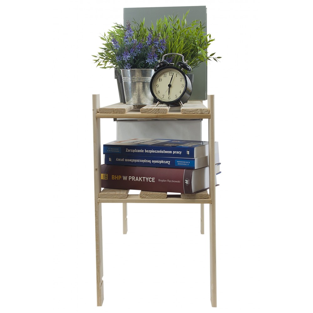 Regał na książki drewniany B04R 50x170x28 2 półki Naturalny