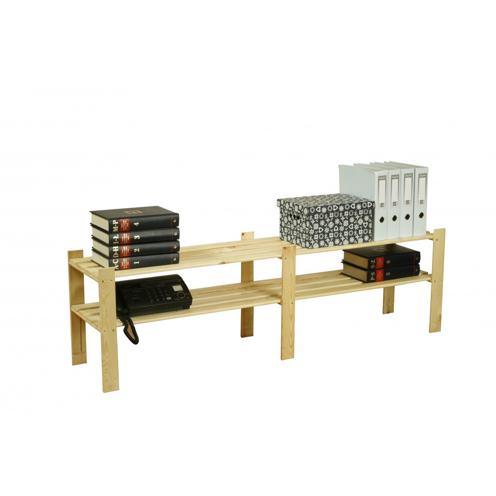 Regał na książki drewniany B04R 50x170x28 2 półki Naturalny