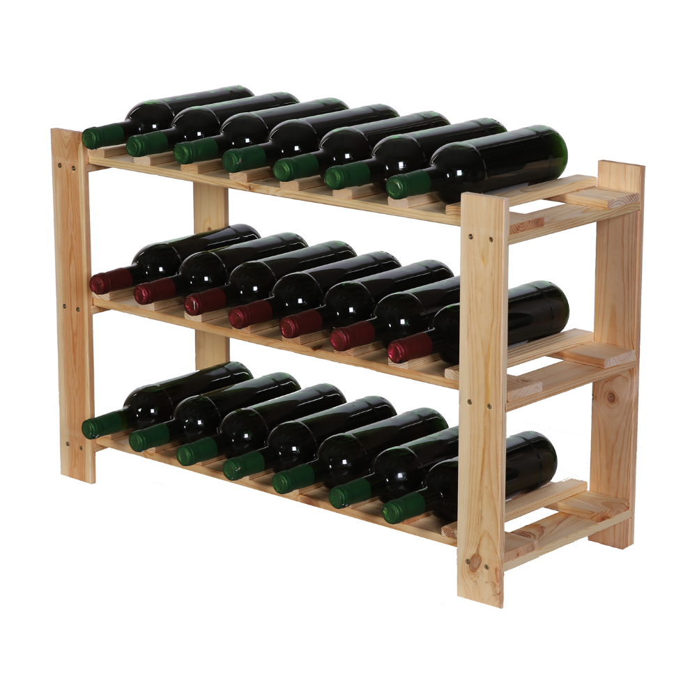 Regał na butelki drewniany B22R 50x80x28 3 półki Naturalny