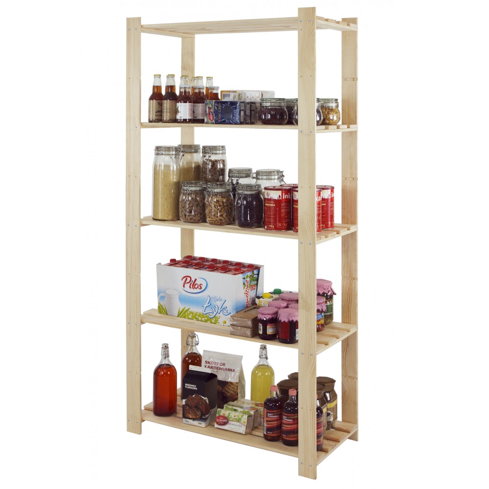 Regał na książki drewniany B24R 170x80x38 5 półek Naturalny