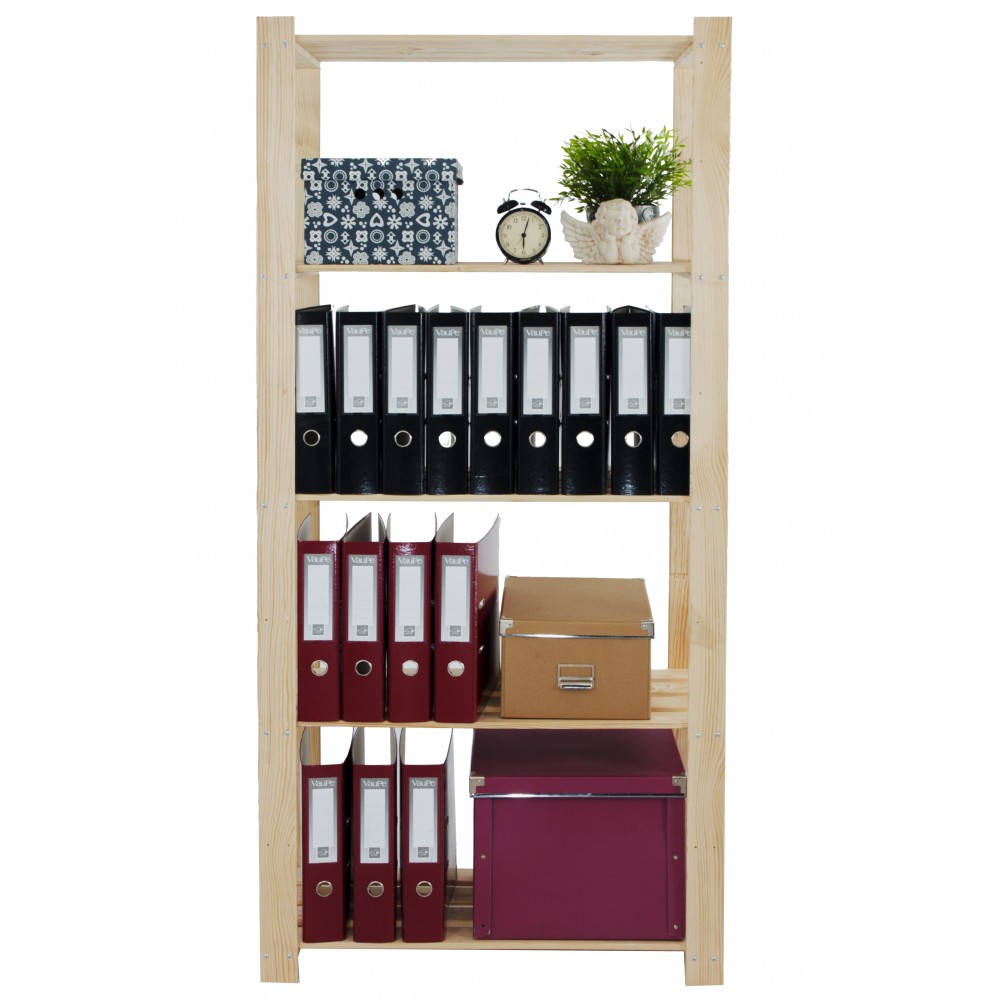 Regał na książki drewniany B24R 170x80x38 5 półek Naturalny