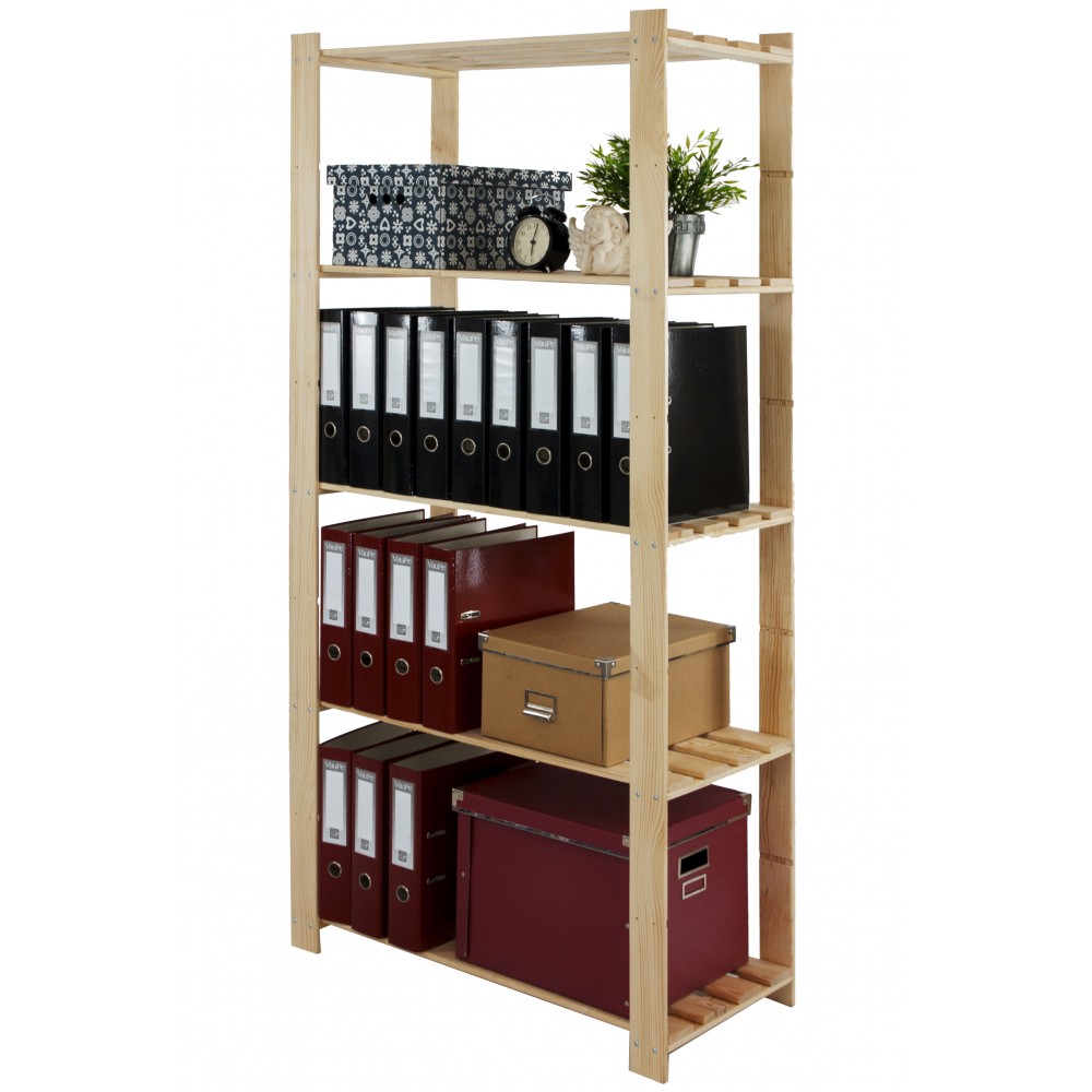 Regał na książki drewniany B24R 170x80x38 5 półek Naturalny