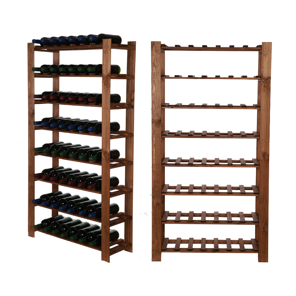 Regał na butelki drewniany B22R 150x80x28 8 półek Brązowy