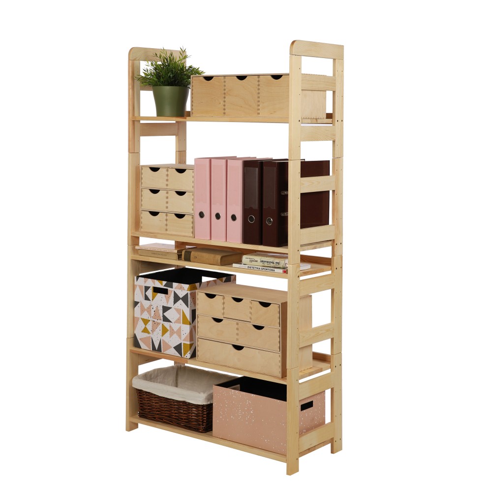 Regał Modułowy Prosty 159,2x80x34,4 cm 5 Półek BERDO Surowy
