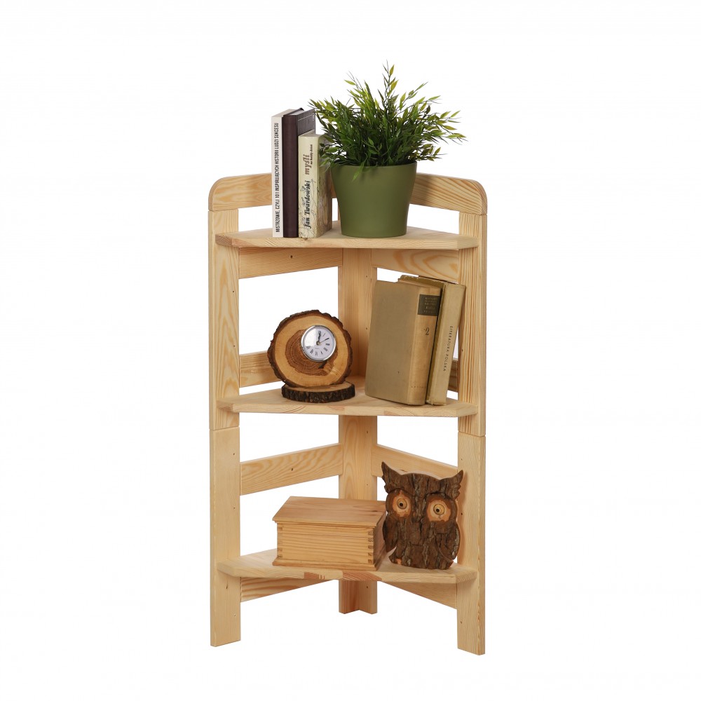 Regał Modułowy Narożnik 82,4x34,4x34,4cm 3 Półki BERDO Surowy