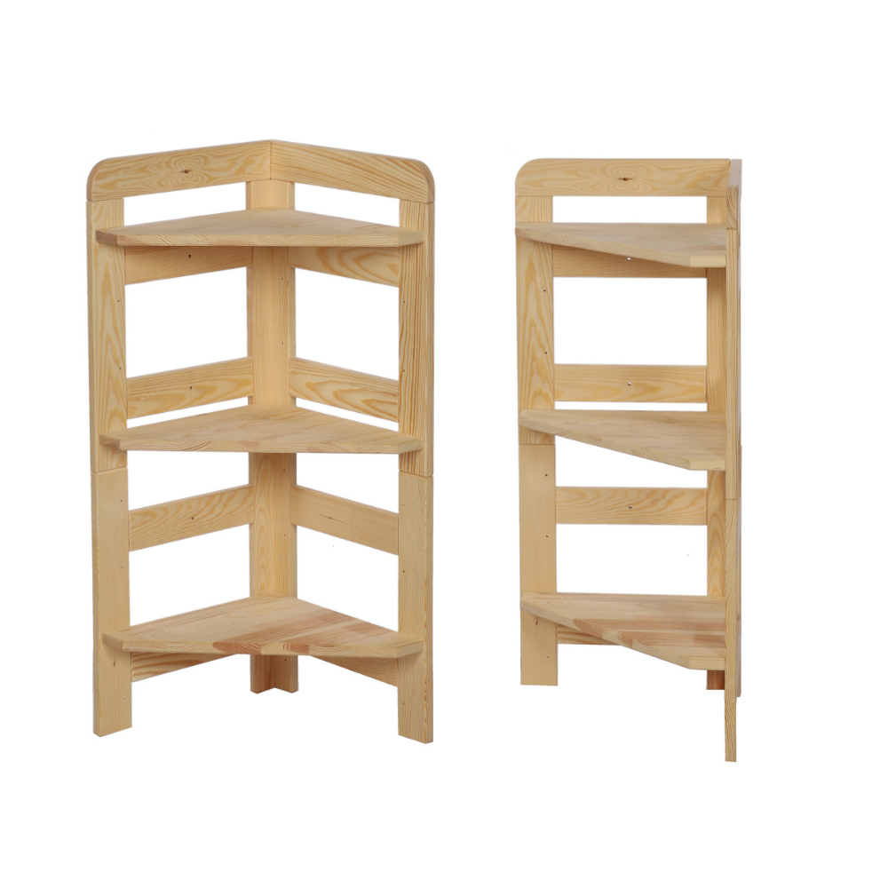 Regał Modułowy Narożnik 82,4x34,4x34,4cm 3 Półki BERDO Surowy