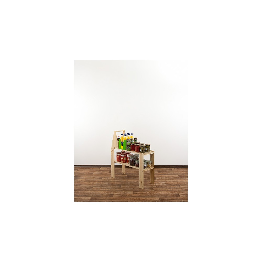 MAXI Surowy Regał Drewniany 64x80x30 cm 2 Półki pełne