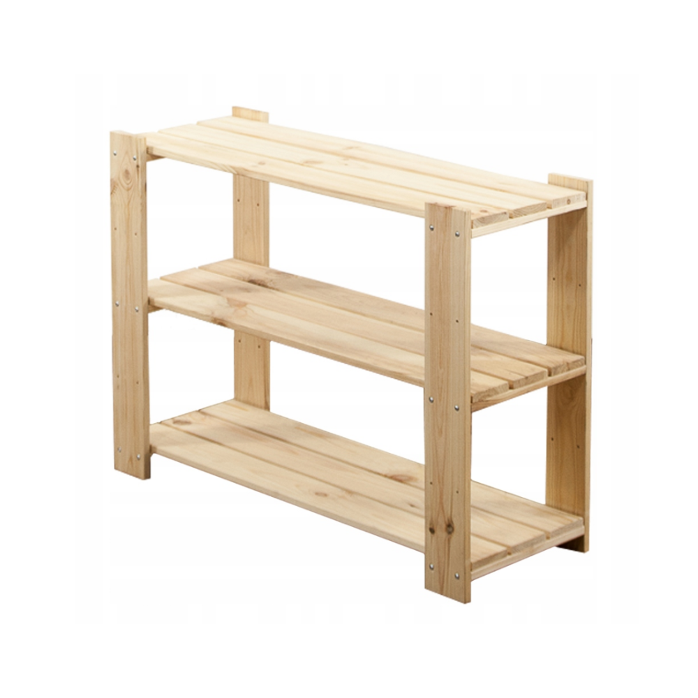 MAXI Surowy Regał Drewniany 64x80x30 cm 3 Półki pełne