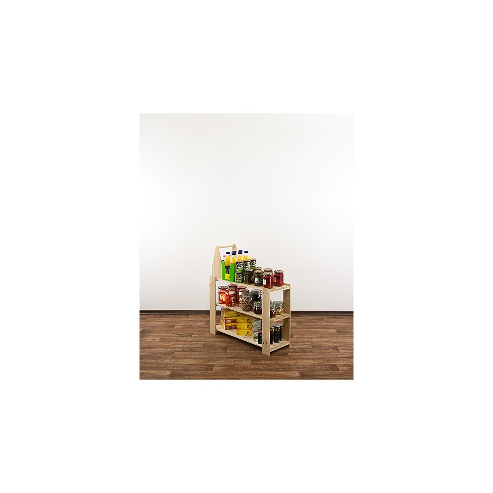 MAXI Surowy Regał Drewniany 64x80x30 cm 3 Półki pełne